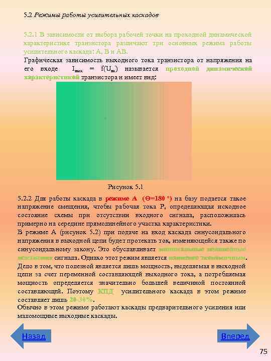 5. 2 Режимы работы усилительных каскадов 5. 2. 1 В зависимости от выбора рабочей