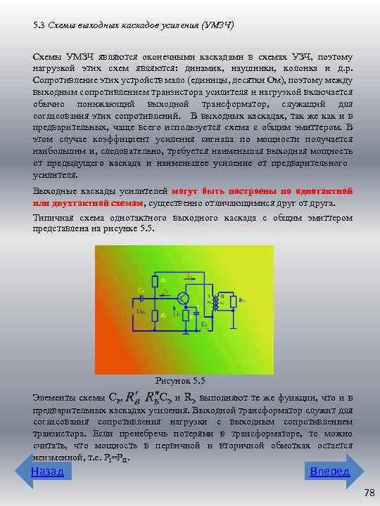 5. 3 Схемы выходных каскадов усиления (УМЗЧ) Схемы УМЗЧ являются оконечными каскадами в схемах