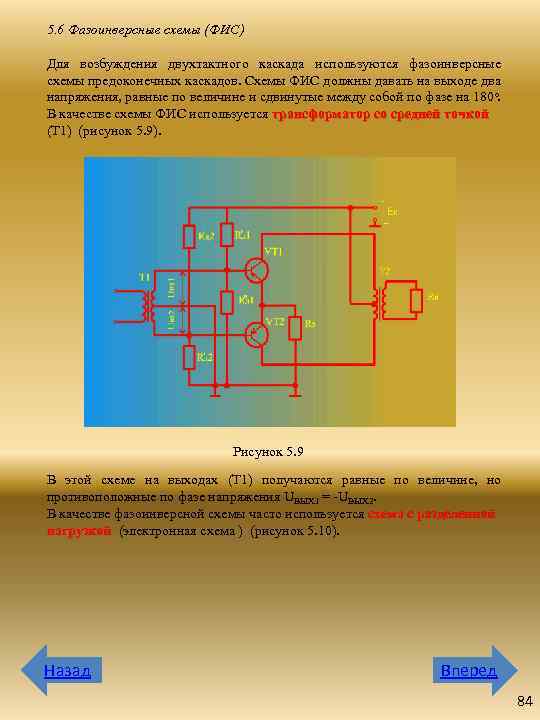 5. 6 Фазоинверсные схемы (ФИС) Для возбуждения двухтактного каскада используются фазоинверсные схемы предоконечных каскадов.