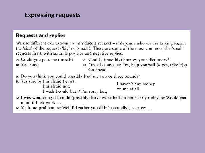 Expressing requests 