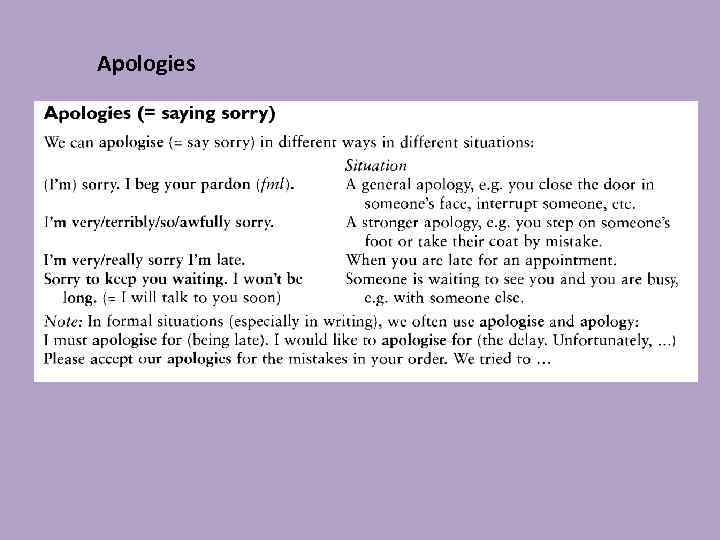 Apologies 