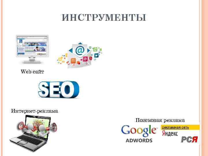 ИНСТРУМЕНТЫ Web сайт Интернет-реклама Поисковая реклама 