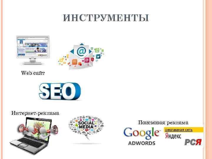 ИНСТРУМЕНТЫ Web сайт Интернет-реклама Поисковая реклама 