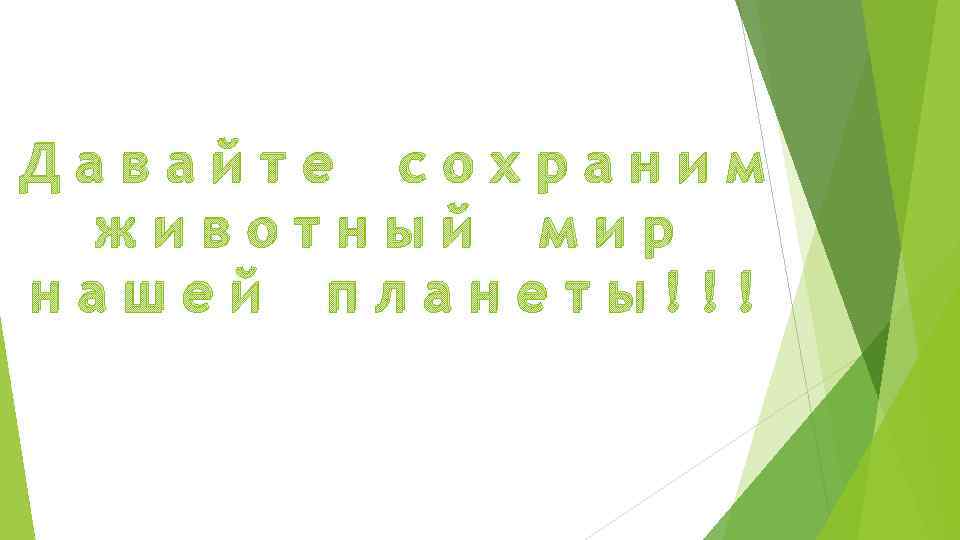 Давайте сохраним животный мир нашей планеты!!! 