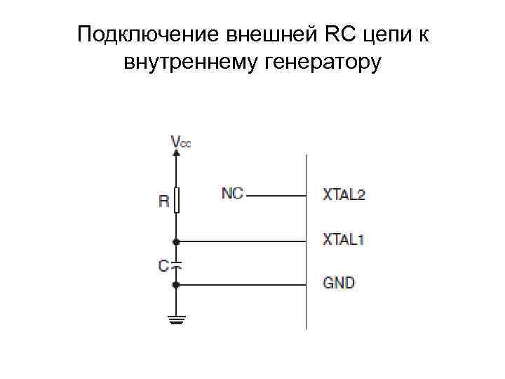 Подключение внешней RC цепи к внутреннему генератору 