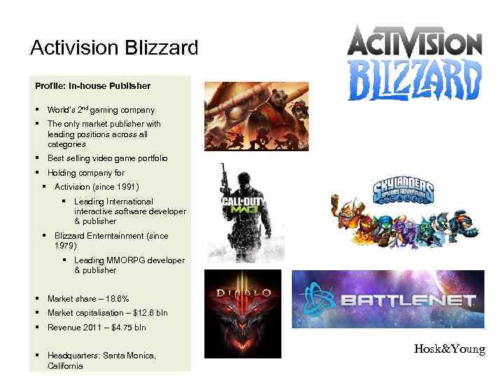 Activision Blizzard Profile: in-house Publisher § World’s 2 nd gaming company § The only
