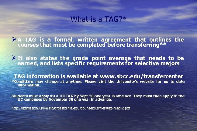 What is a TAG? * Ø A TAG is a formal, written agreement that