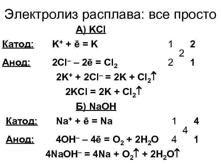 Продукты электролиза раствора k2so4 на инертных электродах