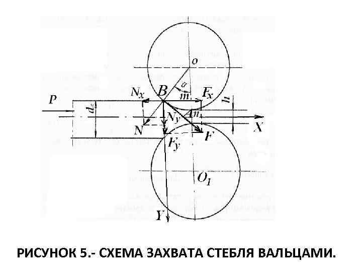 РИСУНОК 5. СХЕМА ЗАХВАТА СТЕБЛЯ ВАЛЬЦАМИ. 