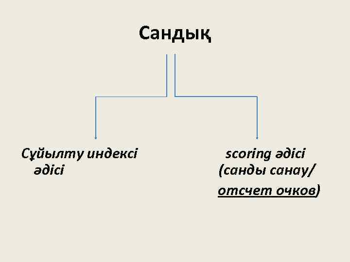 Сандық Сұйылту индексі әдісі scoring әдісі (санды санау/ отсчет очков) 