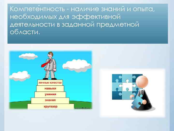 Компете нтность наличие знаний и опыта, необходимых для эффективной деятельности в заданной предметной области.