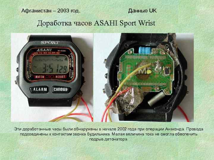 Афганистан – 2003 год. Данные UK Доработка часов ASAHI Sport Wrist Эти доработанные часы