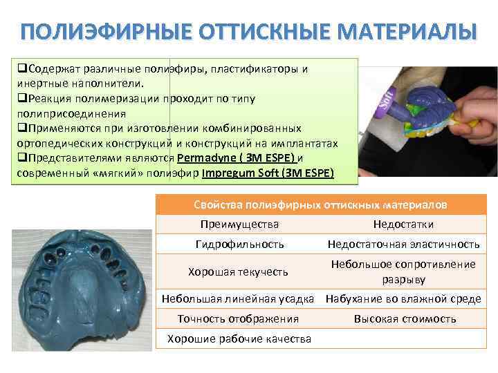 ПОЛИЭФИРНЫЕ ОТТИСКНЫЕ МАТЕРИАЛЫ q. Содержат различные полиэфиры, пластификаторы и инертные наполнители. q. Реакция полимеризации