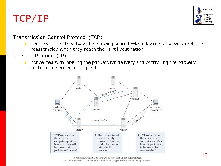 TCP/IP Transmission Control Protocol (TCP) n controls the method by which messages are broken