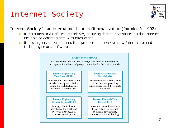 Internet Society is an international nonprofit organization (founded in 1992) n n it maintains