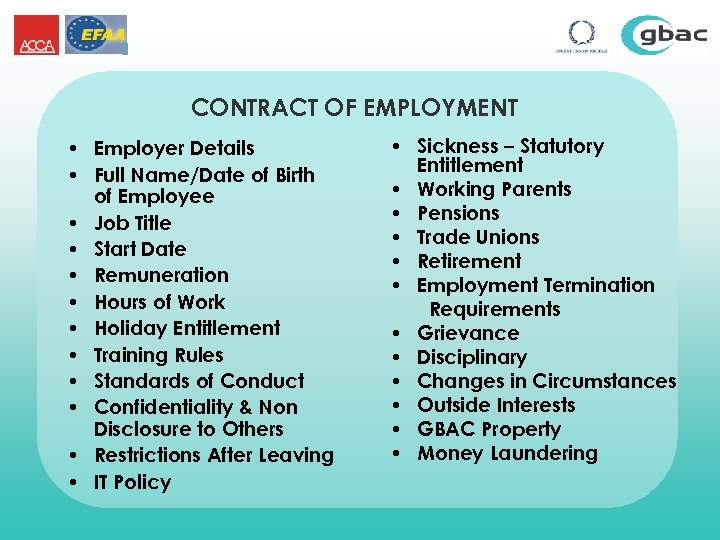 CONTRACT OF EMPLOYMENT • Employer Details • Full Name/Date of Birth of Employee •