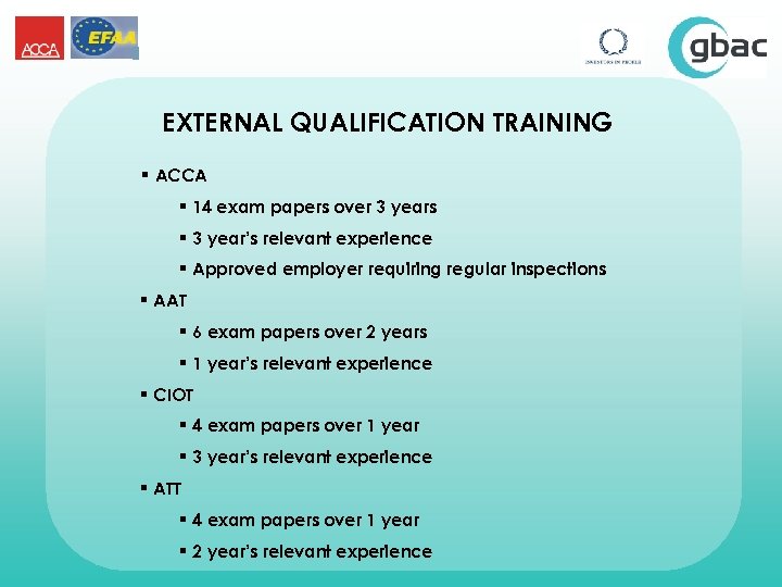 EXTERNAL QUALIFICATION TRAINING § ACCA § 14 exam papers over 3 years § 3