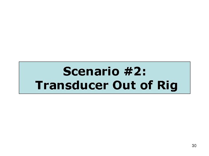 Scenario #2: Transducer Out of Rig 30 