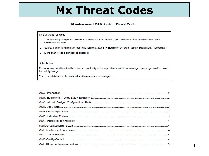 Mx Threat Codes 5 