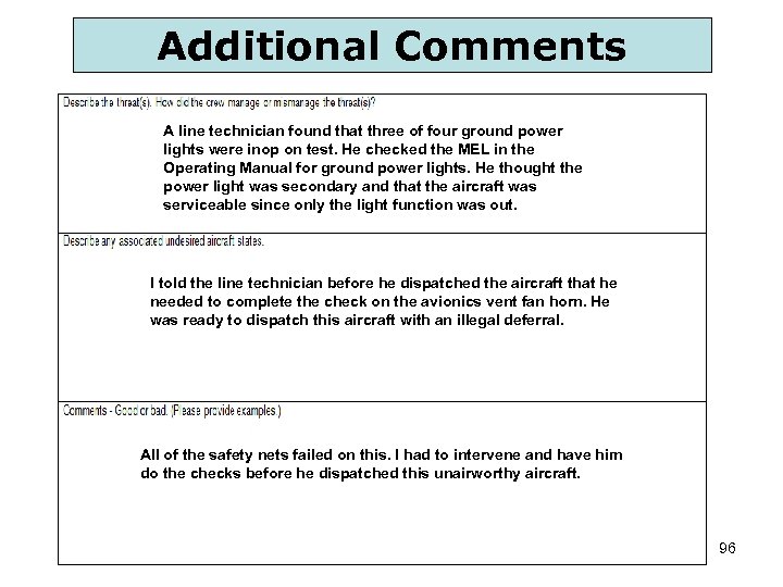 Additional Comments A line technician found that three of four ground power lights were