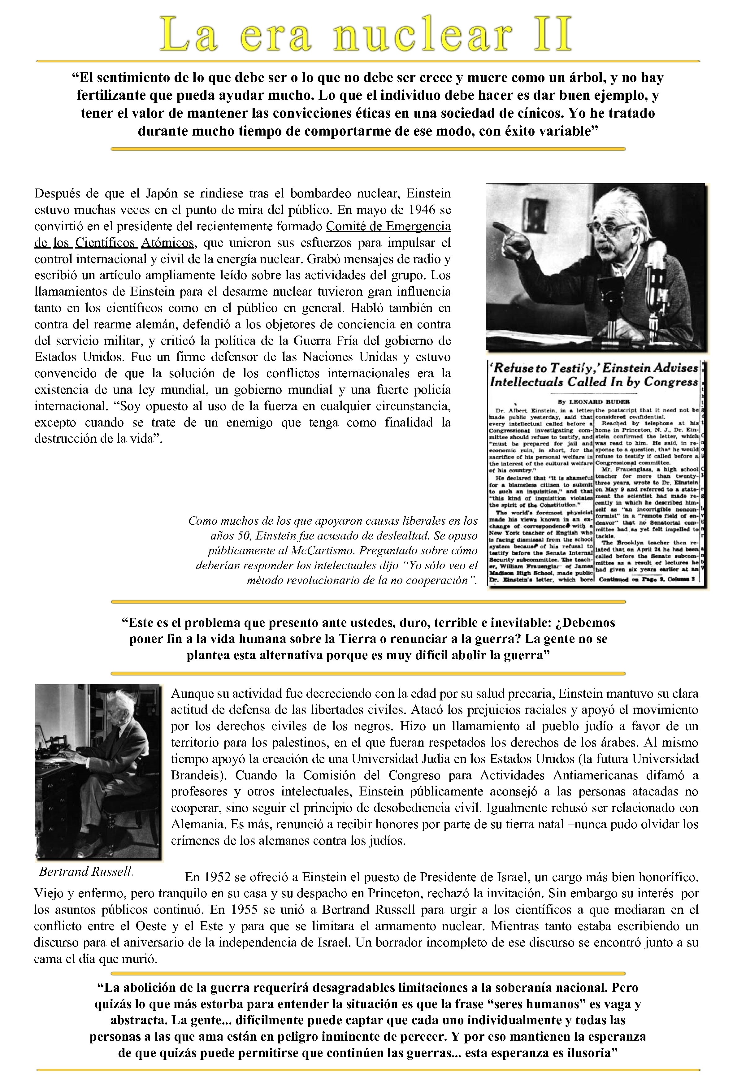 “El sentimiento de lo que debe ser o lo que no debe ser crece