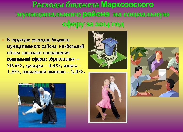 Расходы бюджета Марксовского муниципального района на социальную сферу за 2014 год В структуре расходов