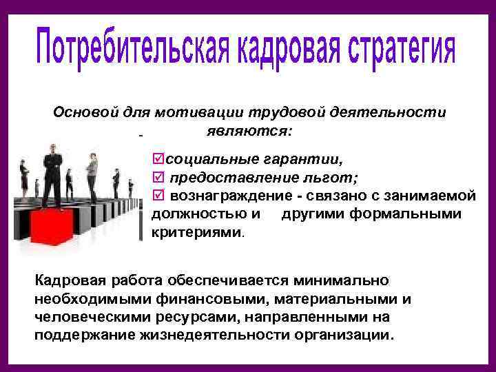 Суть кадровой работы. Формирование кадровой стратегии. Виды кадровой работы. Стратегия кадровой работы. Потребительская стратегия.