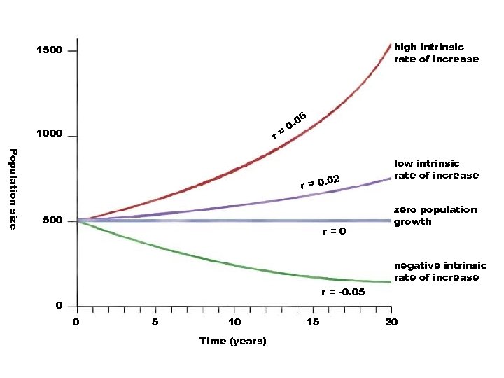 high intrinsic rate of increase 1500 r= 1000 06 0. Population size 02 r