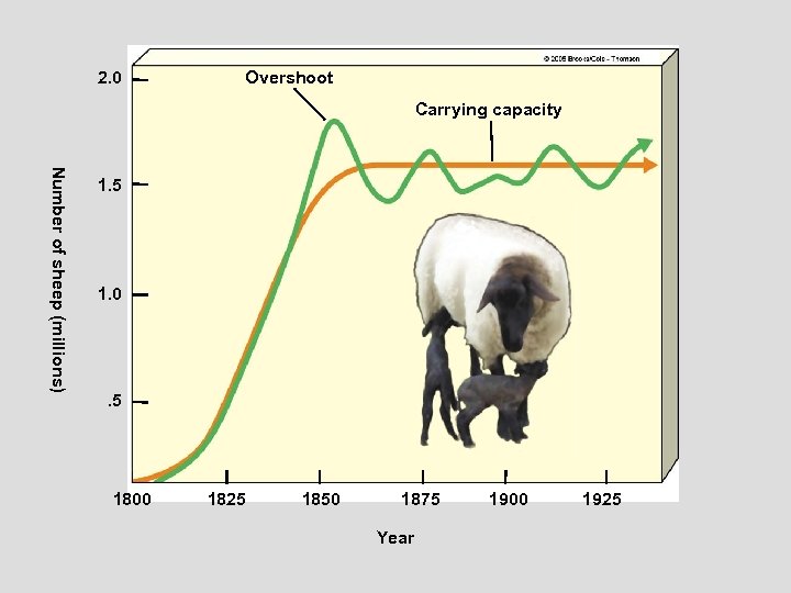 2. 0 Overshoot Carrying capacity Number of sheep (millions) 1. 5 1. 0 .