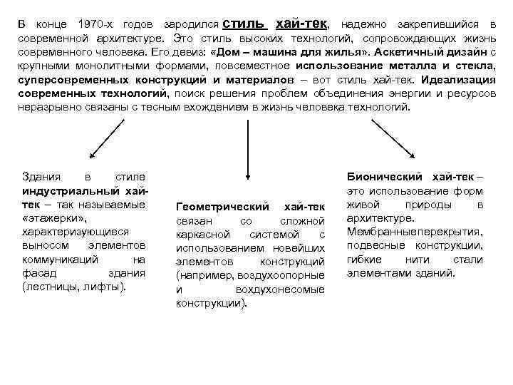 В конце 1970 -х годов зародился стиль хай-тек, надежно закрепившийся в современной архитектуре. Это