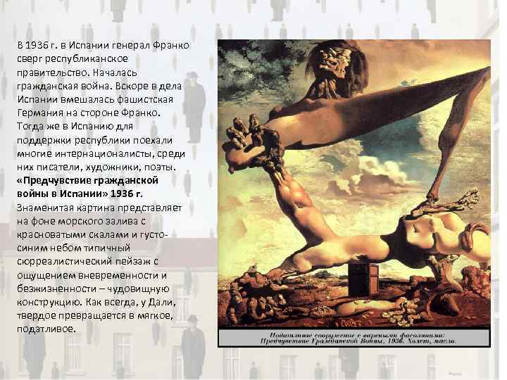 В 1936 г. в Испании генерал Франко сверг республиканское правительство. Началась гражданская война. Вскоре