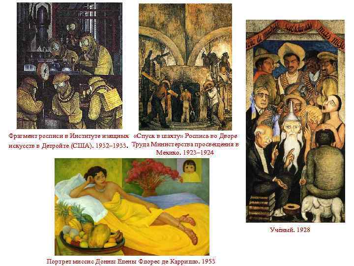 Фрагмент росписи в Институте изящных «Спуск в шахту» Роспись во Дворе искусств в Детройте