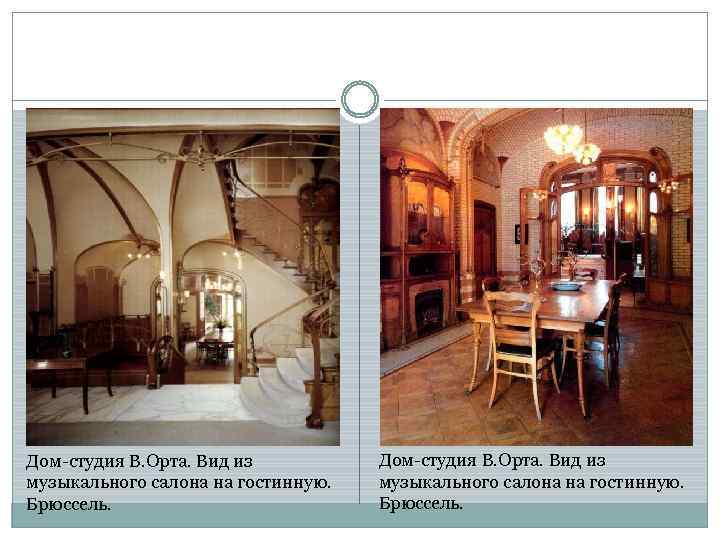 Дом-студия В. Орта. Вид из музыкального салона на гостинную. Брюссель. 