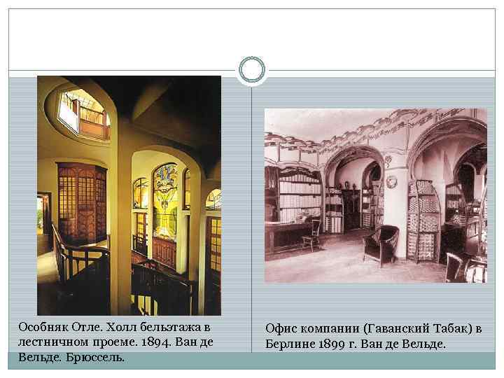 Особняк Отле. Холл бельэтажа в лестничном проеме. 1894. Ван де Вельде. Брюссель. Офис компании