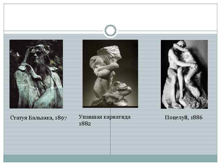 Статуя Бальзака, 1897 Упавшая кариатида 1882 Поцелуй, 1886 