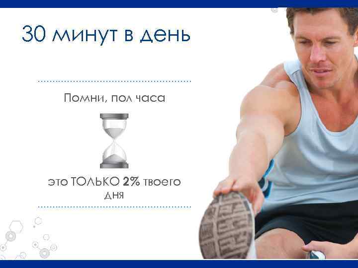 30 минут в день ……. …………………… Помни, пол часа это ТОЛЬКО 2% твоего дня