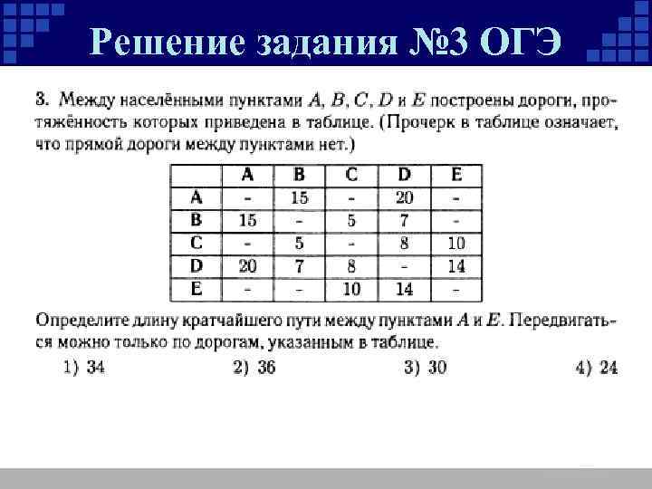 Решение задания № 3 ОГЭ 