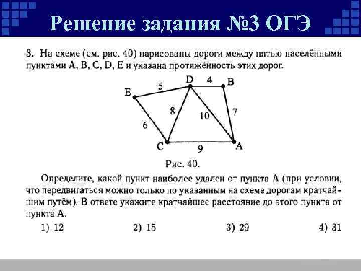 Решение задания № 3 ОГЭ 