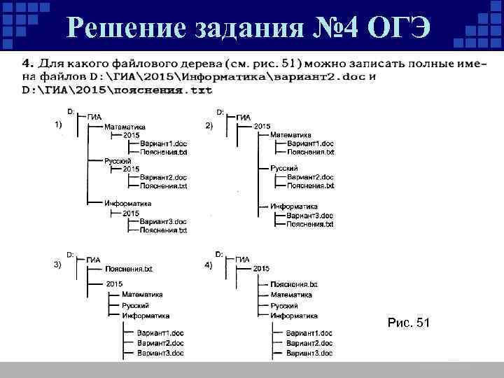 Решение задания № 4 ОГЭ Рис. 51 