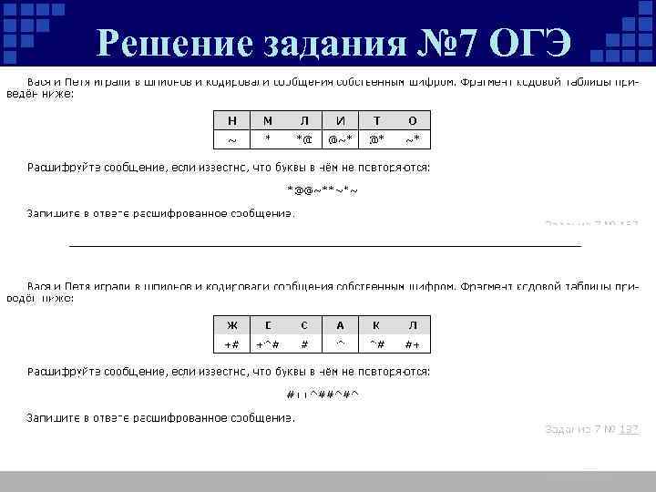 Решение задания № 7 ОГЭ 