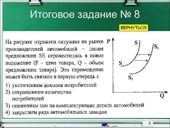 Итоговое задание № 8 ВЕРНУТЬСЯ 