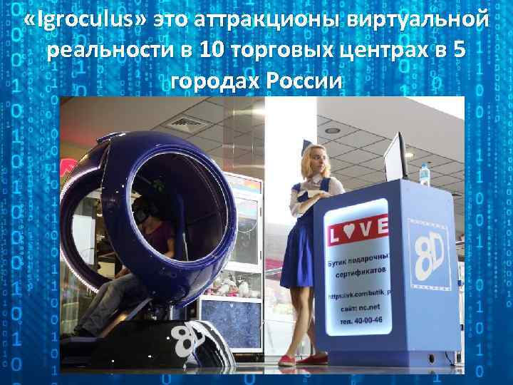  «Igroculus» это аттракционы виртуальной реальности в 10 торговых центрах в 5 городах России