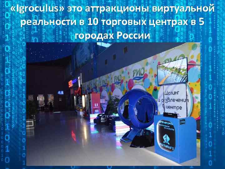  «Igroculus» это аттракционы виртуальной реальности в 10 торговых центрах в 5 городах России