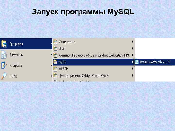 Запуск программы My. SQL 