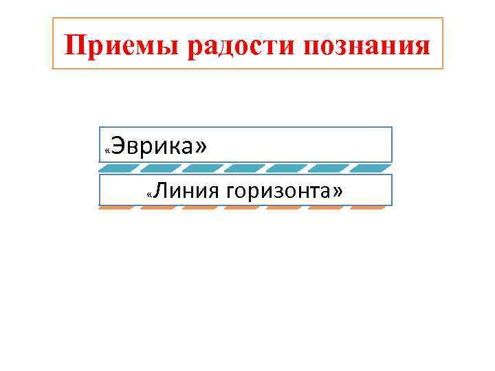 Приемы радости познания Эврика» « «Эврика» Линия «Горизонта Линия горизонта» 