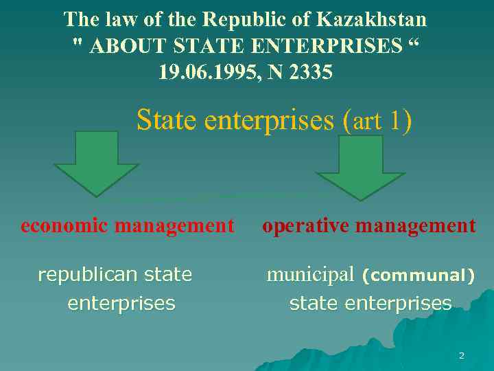 The law of the Republic of Kazakhstan 