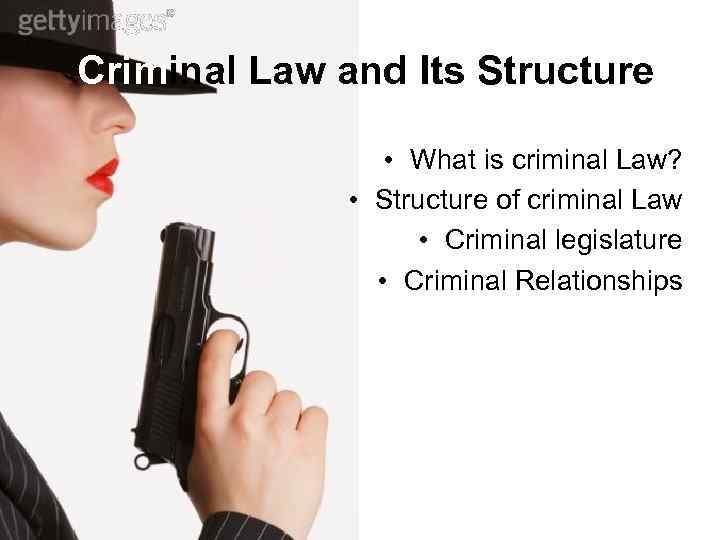 Criminal Law and Its Structure • What is criminal Law? • Structure of criminal