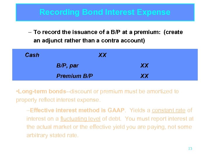 Recording Bond Interest Expense – To record the issuance of a B/P at a