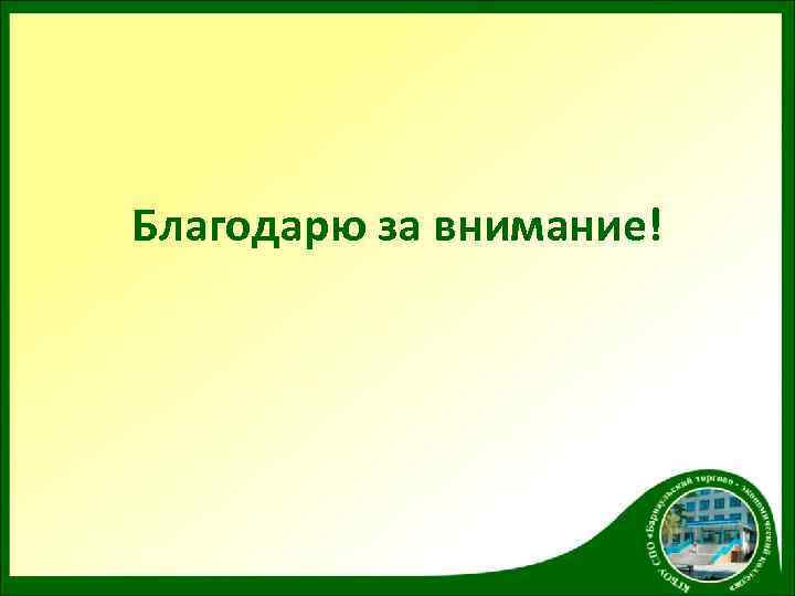 Благодарю за внимание! 