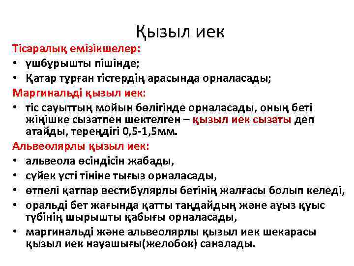 Қызыл иек Тісаралық емізікшелер: • үшбұрышты пішінде; • Қатар тұрған тістердің арасында орналасады; Маргинальді